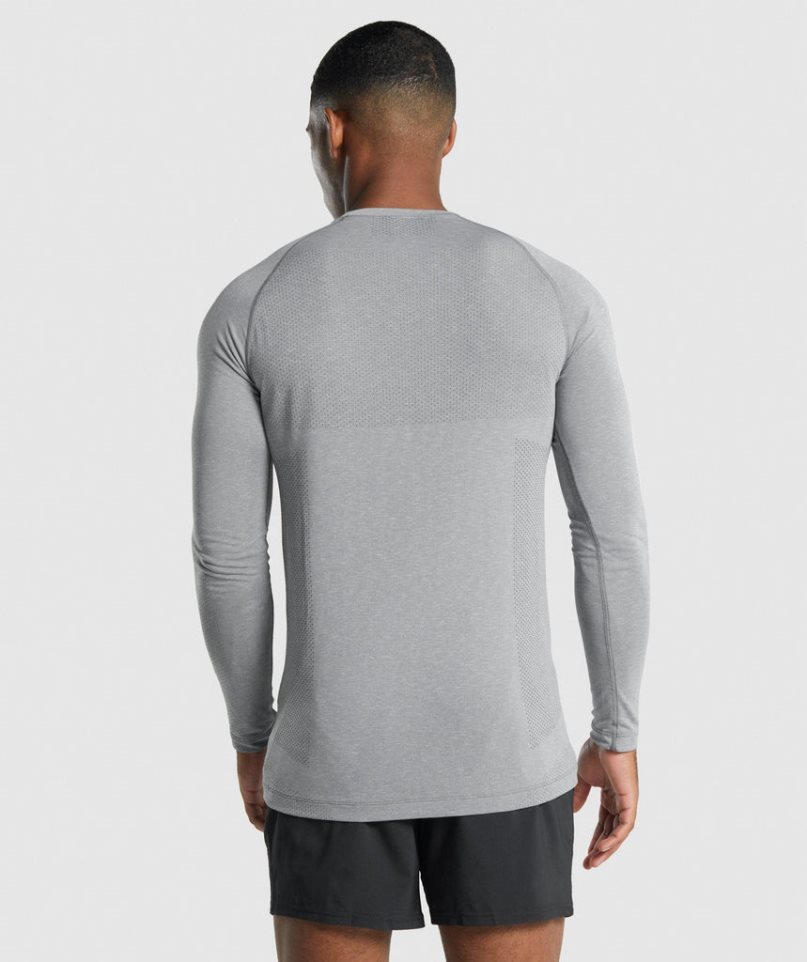 Koszulki Gymshark Vital Light Seamless Long Sleeve Męskie Szare | PL 218YIR